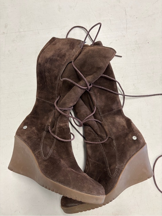 UGG Shoes - UGG Brown Suede Lace-Up Wedge Boots